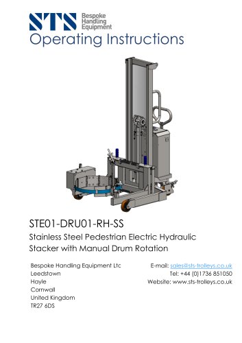 Drum Tipper - STE01-DRU01-SS - Instruction Manual (Electro-hydraulic drum lifter STE01-DRU01-SS)