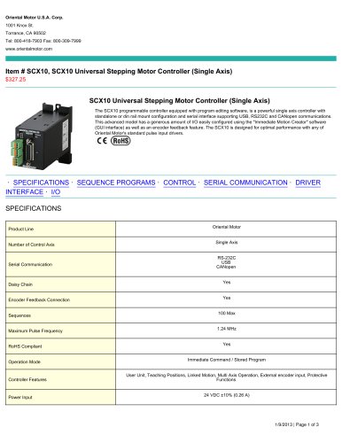 SCX10, SCX10 Universal Stepping Motor Controller (Single Axis) $327.25