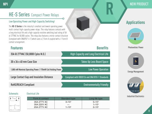 HE-S Series Compact Power Relays