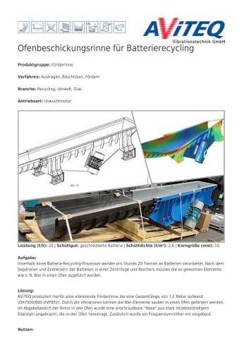 Ofenbeschickungsrinne für Batterierecycling