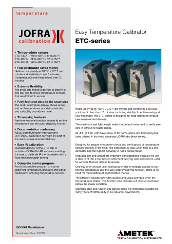 ETC Temperature Calibrator Datasheet