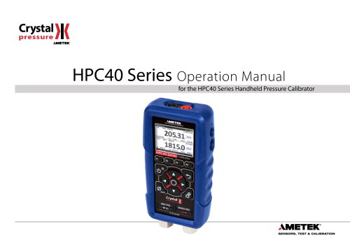 HPC40 Series Pressure Calibrator Manual