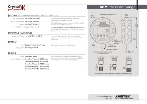 m1M Digital Pressure Gauge Data Sheet