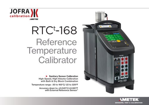 RTCt 168 Temperature Calibrator Datasheet