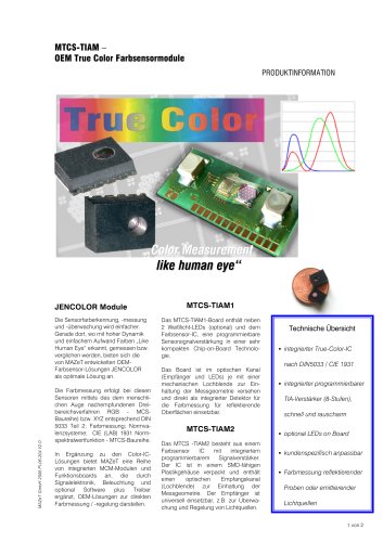 Produktinformation MTCS-TIAM - OEM True Color Farbsensormodule 