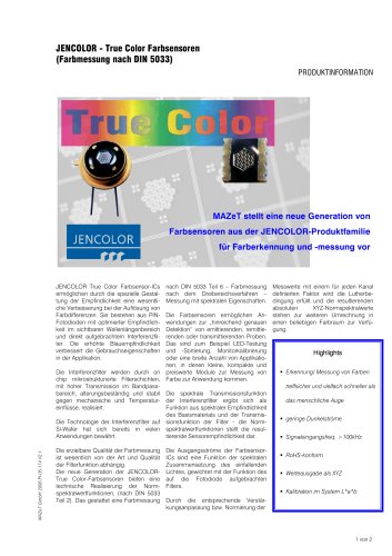  Produktinformation - Übersicht MTCS True Color ICs