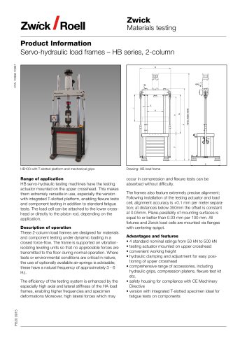 Servo-hydraulic load frames – HB series, 2-column