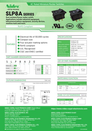 AC Rated Miniature Rocker Switches