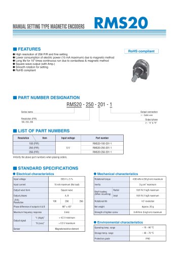 RMS20 - MANUAL SETTING TYPE MAGNETIC ENCODERS