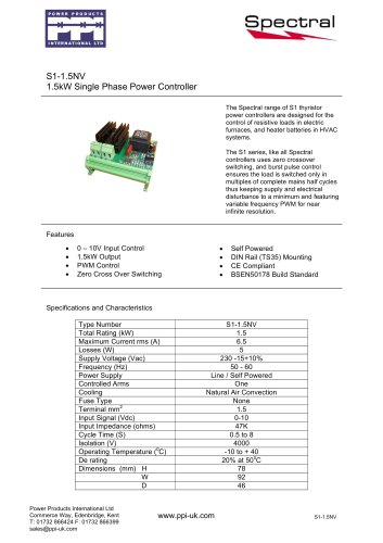 S1-1.5NV 1.5kW Single Phase Power Controller