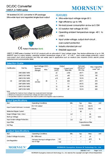 DC/DC Converter wide input UWE_S-1WR3