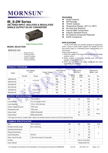 IB_S-2W / 2watt DC-DC converter