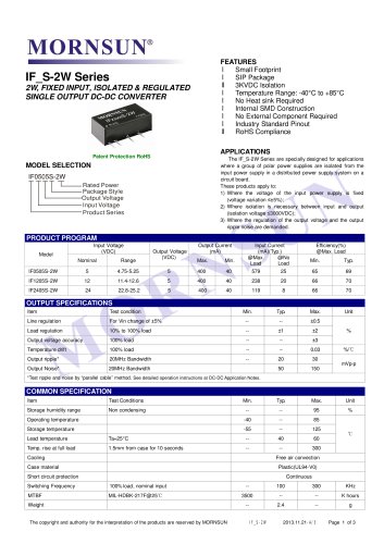 IF_S-1W / 1watt DC-DC converter / Single output