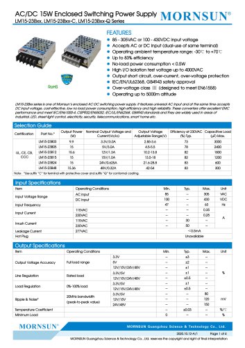 LM15-23Bxx, LM15-23Bxx-C, LM15-23Bxx-Q Series