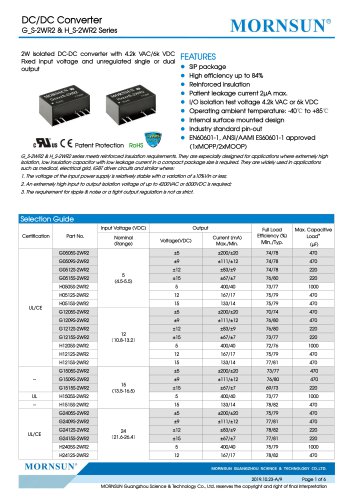 Medical Fixed Input DCDC Converter G_S-2WR2