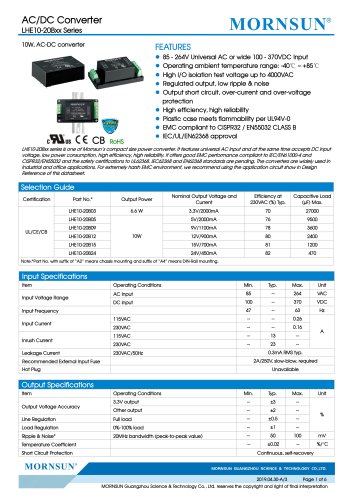 MORNSUN 10W 85-264VAC input AC/DC Converter LHE10-20Bxx