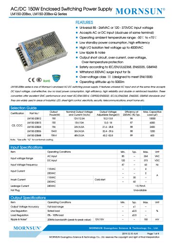 MORNSUN 150W AC/DC Enclosed Switching Power Supply LM150-20Bxx