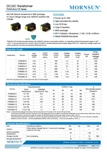 MORNSUN 6W DC-DC Isolated SMD Converter Transformer TTURB-6T