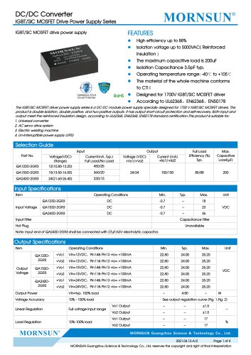 MORNSUN DC DC converter QAxx3D-2GR3 for IGBT Driver