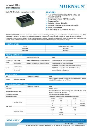 TDx01D485 / 485bus data transceiver module / 0~9.6Kbps / 32 nodes