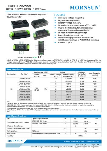 URB1D_LD-15W / 15watt / (4:1) 40~160vdc input / railway application