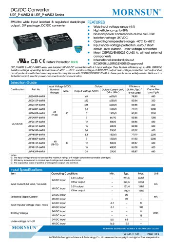 URF_P-6WR3 / 4:1 / 6 watt / dc dc converter