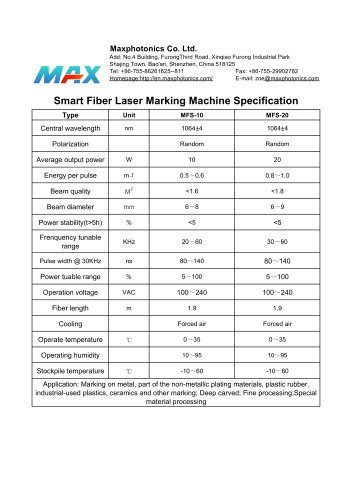 MFS-20 Maxphotonics Smart Laser Marking Machine