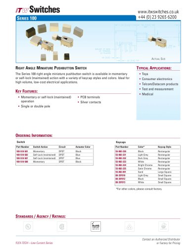 Right angle miniature push button Series 100