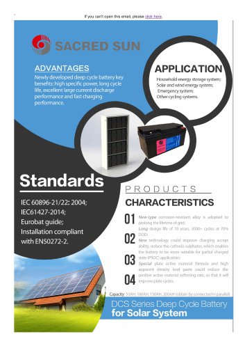 Sacred Sun newly developed deep cycle battery for solar system