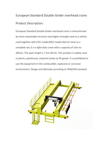 European Standard Double Girder Overhead Crane