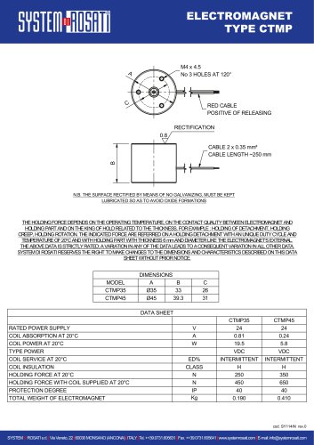 TDS - Holding electromagnet type CTMP