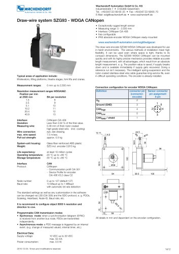 Assembly instructions draw-wire system SZG93 with absolute encoder WDGA CANopen