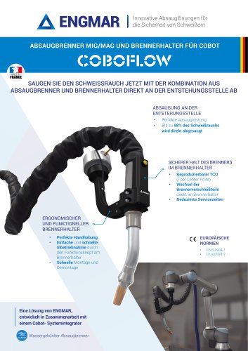 Absaugbrenner MIG/MAG und Brennerhalter für cobot Produktdatenblätter