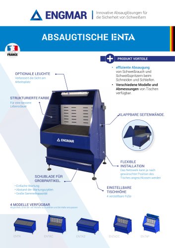 Absaugtische ENTA Produktdatenblätter