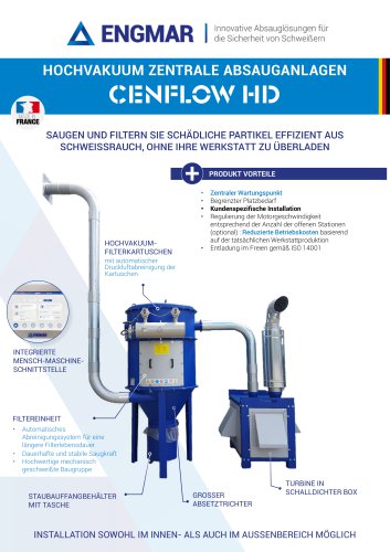 Hochvakuum zentrale absauganlagen CENFLOW Produktdatenblätter
