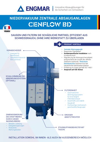 Niedervakuum zentrale Absauganlagen CENFLOW Produktdatenblätter