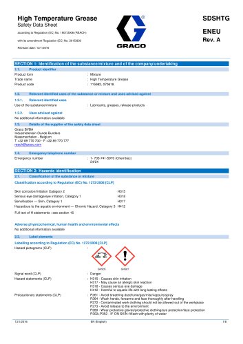 * SDSHTGENEU-A, High Temperature Grease