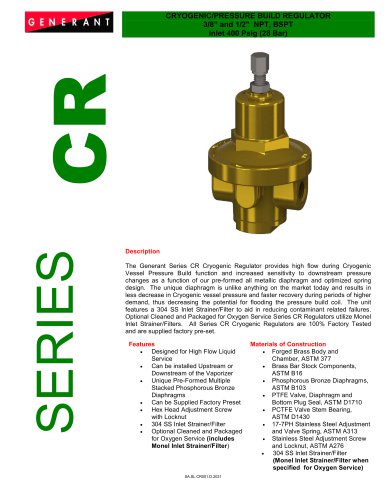 Cryogenic / Pressure Build Regulator (CR)