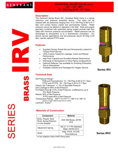 Industrial Relief Valve - Brass (IRV)