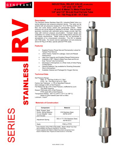 Industrial Relief Valve - Stainless (IRV)