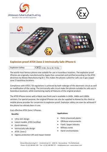 Explosion proof ATEX Zone 2 Intrinsically Safe iPhone 6