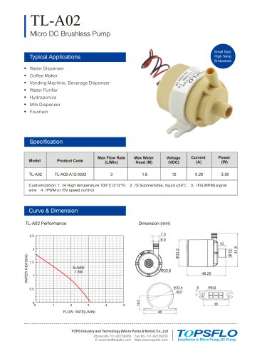 A02-1 Micro Brushless DC Centrifugal Pump