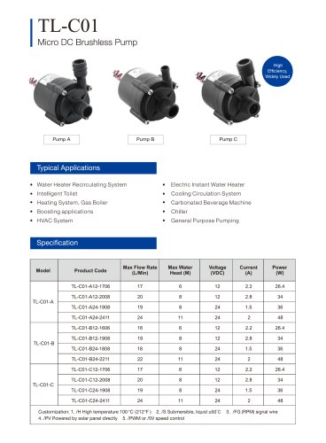 Brushless DC Centrifugal Pump TL-C01