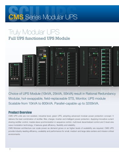 SCU CMS modular UPS 10-800KVA applied to data center