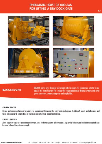 pneumatic hoist for dry dock gate