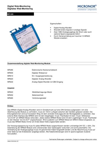 Digital-Analog-Wandler Typ: MR 620