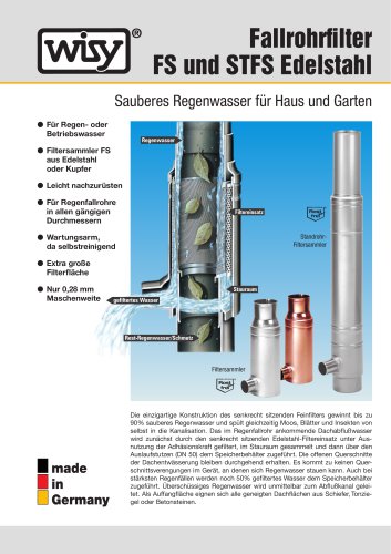 Fallrohrfilter FS und STFS Edelstahl