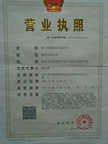 Taishan Group Business License