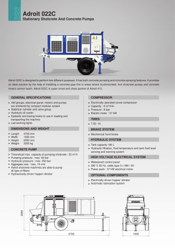 Adroit 022C Stationary Shotcrete And Concrete Pumps