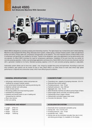Adroit 450G 4x4 Shotcrete Machine With Generator